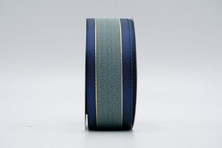 Mint Blue and Blue Two Tone Satin and Gold Lining Ribbon_K1773-6034